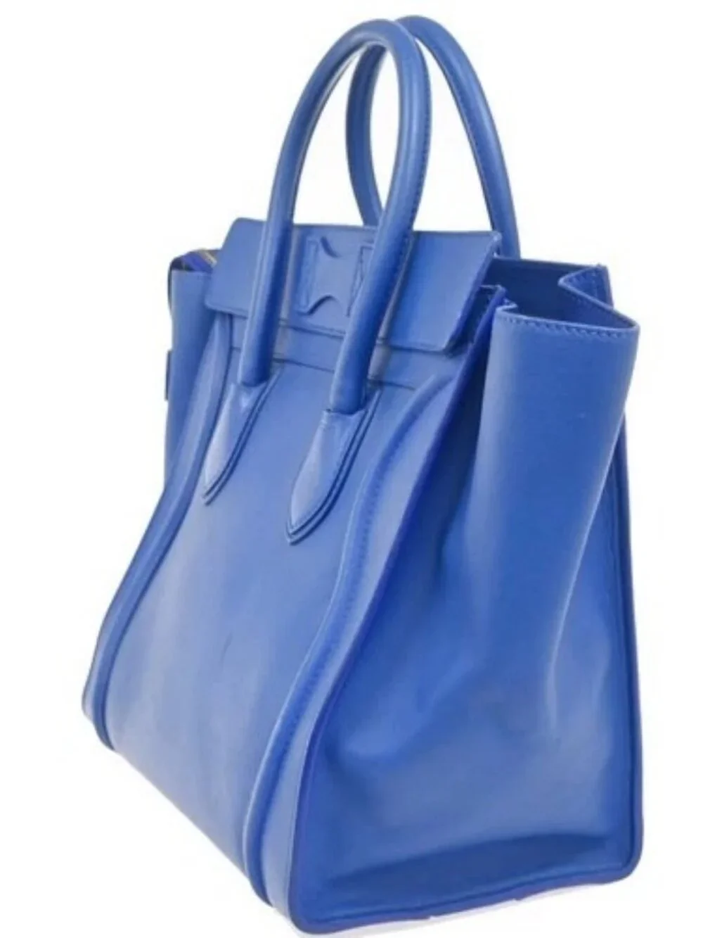 CELINE Luggage Mini Top Handle Tote Hand Bag Leather Blue GHW Italy 95RL900 - Picture 4 of 15